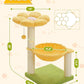 28" Flower Cat Tree Cute with Flower Top Perch, Large Hammock for Indoor Small Cats, Small Cat Tower with Cute Scratching Post and Fur Toy Ball for Kittens, Yellow