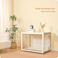 DWANTON Dog Crate Furniture with Cushion, Wooden Kennel Table with Double Doors, Indoor Dog House, Large Size, 38.5" L, White