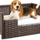 YITAHOME Rattan Dog Sofa Bed with Cushion,Wicker Pet Bed Sofa Couch Indoor Outdoor Water Unaffected for Large Medium Small Dogs Cats (24.8''L*19.7''W*9.8'',Beige)