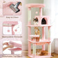Cat Tree for Large Cats Adult with Metal Plush Big Hammock, 56.3" Cat Tower with 2 Door Condo House, 6-Tier Cat Shelves with Scratching Posts and Large Top Perch, Light Pink