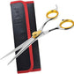 Sharf Gold Touch Pet Grooming Shear | Straight Cat & Dog Grooming Scissors | 6.5 Inch | 440c Japanese Stainless Steel Pet Dog Shearing Scissors | Animal Shears with Removable Comfort Rings