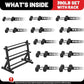 PAPABABE Hex Dumbbell Set with Rack, Rubber Encased Free Weight with Weight Storage Racks, Multiple Weight Options for Home Gym and Fitness