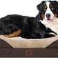 EHEYCIGA Memory Foam XXL Dog Bed for XLarge Sized, Extra Large Orthopedic Dog Sofa with Sides and Waterproof Liner, Washable Bolster Pet Couch with Removable Cover, 52x41x8 Inch, Brown