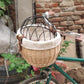 Bike Pet Basket, Wicker Bike Basket for Small Dogs Cats Pet Carrier Front Basket with Wire Mesh Cover and Lid, Wicker Basket for Dogs and Cats, Rattan Storage Basket, 11.81 * 9.84 inch (B)