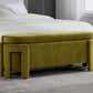 Kmax 50" Storage Ottoman Bench Modern Velvet Entryway Bench Comfy Upholstered End of Bed Bench for Hallway Entrance Bedroom Corner, Olive Green