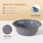 Ceramic 8.7inch Dog Bowl for Large Dog, Basic Food and Water Bowl for Replacement, Wide Opening Rounded Edge(Single Bowls, Reactived Glaze -Grey)