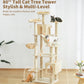 Made4Pets Tall Cat Tree, 80" Cat Tree Tower for Indoor Cats Large Adult, Modern Cat Tower with Scratching Post, Cozy Hammock, 3 Perches and 2 Condos, Sturdy and Fluffy, Beige