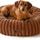 MEWOOFUN Donut Dog Beds for Small Dog, Calming Bed Round Cute Puppy Bed with Non-Slip Bottom, Fluffy Washable Pet Bed for Puppy and Kitten (Dark Brown, S (25x25x7))