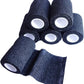 6 Pack 3" x 5 Yards Self Adhesive Bandage Wrap Breathable Cohesive Vet Wrap for Pets, Elastic Self-Adherent Tape for Sports, Wrist, Ankle (Black)