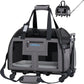 Katziela Airline Approved Pet Carrier - Rolling Portable Travel Carry Crate for Small Dog, Puppy or Cat - Soft Removable Wheeled Design with Mesh Window Sides - Airplane and TSA Compliant (Dark Grey)