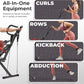 Sunny Health & Fitness Row-N-Ride PRO, Full Body Combo Squat Machine w/Optional Resistance Band, Easy Setup Ab Workout Exercise Equipment for Home, Whole Body Cardio, Optional SunnyFit App Connection
