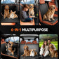 6-in-1 Leather Dog BackSeat Extender, Hard Bottom 40/60 Split Waterproof Car Back/Front Seat Cover, Rear Hammock Carseat Protector, Large Size Pet Mat for SUV/Truck/Cargo, Vehicle Bed Travel Accessory
