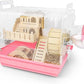 Cycodo 8 in 1 Acrylic Hamster Cage,2-Tier Dwarf Hamster Cage with Wooden Wheel & Hideout,Small Hamster Habitat with Accessories,Clear Pet Mice House(Pink,14" L*10" W*11" H)