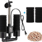 AQQA Aquarium Sponge Filter, Power Driven Double Biochemical Water Filter, Quiet Submersible Foam Filter with 2 Extra Sponges, 1 Bag of Filtered Ceramic Balls for Fresh and Salt Water Fish Tank (S)