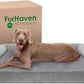 Furhaven Cooling Gel Dog Bed for Large Dogs w/ Removable Bolsters & Washable Cover, For Dogs Up to 125 lbs - Faux Fur & Velvet Sofa - Smoke Gray, Jumbo Plus/XXL