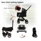 Lightweight Dog Stroller for Small Dogs & Cats Portable Compact Folded Pet Stroller Up to 35lbs Medium Pets One Click Folding Large Cat Carriage with Convertible Canopy Storage Basket-Black
