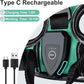 Taglory Light Up Dog Harness, Rechargeable No Pull Dog Vest with 3 Lightning Modes, Reflective Dog Harness with 2 Leash Clips & 4 Adjustable Slide Strips for Small Dogs, Turquoise-Green, S