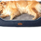 Orthopedic Dog Beds for Medium Dogs, Durable Egg Crate Foam Sofa Dog Bed wit Washable Removable Cover,Waterproof Lining,Pet Bed for Large Dogs (Navy Blue-Velvet, 39.4" L x 31.5" W x 7.4" Th)