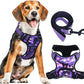 No Pull Dog Harness for Large Dogs, Adjustable No Choke Pet Vest with Dog Leash Fit Smart Reflective Pet Walking Harness for Training Easy Control Soft Handle Purple Camo L