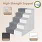 EHEYCIGA Dog Stairs for High Bed 25" H, 5-Step Extra Wide Dog Steps for Bed, Pet Steps for Small Dogs and Cats, Non-Slip Balanced Pet Ramp Indoor, Grey