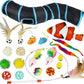21-Piece Cat Toys Set, Interactive Tunnel, Balls, Mice, Feather Wands, Catnip Toys(Black Tunnel)