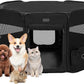 PETSFIT 45.5" Dog Playpen with Dual Zipper Doors –Sturdy Foldable Pet Playpen for Large & Medium Dogs with Removable Mesh Top and Leakproof Bottom