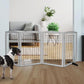 ZJSF Freestanding Dog Fence Indoor, Foldable Dog Gate for Doorways, Stairs or Hallways, Sturdy Wood Extra Wide Pet Gate with Support Feet for The House, Grey, 32 "Height-4 Panels