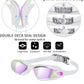 Swim Goggles Swimming Goggles No Leaking with Nose Clip, Earplugs, Swim Cap and Case for Men Women