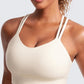 CRZ YOGA Softness Mold Womens Butterluxe Strappy Longline Sports Bra - Double Spaghetti Strap Workout Yoga Crop Top Athletic