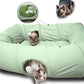 XxingSheep 4 Ways Shuttled XL Cat Tunnel Bed for Indoor Cats Peekaboo Cat Cave Donut with Cool Mat (Green)