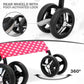 MoNiBloom 4 Wheels Pet Stroller, Easy-Fold Umbrella Shaped Dog Cat Jogger Stroller w/Storage Bag & Visible Mesh for Small/Medium Dogs Cats Hot Pink Polka Dots