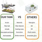 (Tank + Light + Filter Balls) Turtle Tank Kit, Turtle Tank Starter Kit,Bottom Drainage, Multi-Function Areas for Turtles, Crabs,Fishes, Amphibians,Reptiles. (11.81 × 7.88 × 7.88 Inch)
