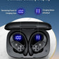 PocBuds Bluetooth Headphones Wireless Earbuds 80hrs Playtime Wireless Charging Case Digital Display Sports Ear Buds with Earhook Deep Bass IPX7 Waterproof Over-Ear Earphones for TV Phone Laptop Black