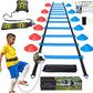 Soccer Speed Agility Training Set - 20FT Agility Ladder 12/16 Sports Cones and Soccer Kick Trainer Football Training Equipment Footwork Drills for Youth and Adults