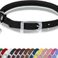 OOPSDOGGY Rolled Leather Cat Collar with Bell, Reflective Kitten Collars with Buckle Include Safety Elastic Strap - Adjustable Small Pet Collars for Boy Girl Cats (Black)