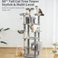 Made4Pets Tall Cat Tree, 80" Cat Tree Tower for Indoor Cats Large Adult, Modern Cat Tower with Scratching Post, Cozy Hammock, 3 Perches and 2 Condos, Sturdy and Fluffy, Light Gray