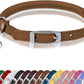 OOPSDOGGY Rolled Leather Cat Collar with Bell, Reflective Kitten Collars with Buckle Include Safety Elastic Strap - Adjustable Small Pet Collars for Boy Girl Cats (Beige)
