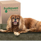 Furhaven Cooling Gel Dog Bed for Medium/Small Dogs w/ Removable Bolsters & Washable Cover, For Dogs Up to 35 lbs - Faux Fur & Velvet Sofa - Dark Sage, Medium