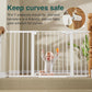 Cumbor 29.7-54.2" Wide Baby Gate for Stairs, Mom's Choice Awards Winner-Self Closing Dog Gate Indoor for Doorways, No Drilling Pressure Mounted Pet Gates for Kids, Easy Walk Through Safety Gate, White