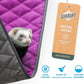 Paw Inspired Hanging Fleece Hammock for Ferrets, Rats, Chinchillas, Sugar Gliders, Small Pets | Hideout Toy for Guinea Pigs, Hamsters | Swivel Clips for Small Animal Cages (Gray/Pink)