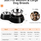Double Dog Bowls Set – Non-Slip Pet Food & Water Dishes with Resin Stand, Includes Small (1 Cup) & Medium (2 Cups) Bowls – Ideal for Puppies, Cats, and Medium Dogs –Black