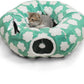 Cat Tunnel Bed for Indoor Cats,Soft Peekaboo Cave Cat Donut Tunnel with Washable Circle Cushion Central Mat, 3 Ways Shaped Round Pet Play Tunnel Toy for Kitten Puppy Rabbit Ferret Green