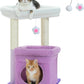 PEQULTI Cat Tree Flower Cat Tower for Indoor Cats with Private Cozy Cat Condo, Natural Sisal Scratching Posts and Plush Pom-pom for Small Cats, Purple
