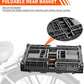 Rear Bike Basket, Foldable Rear Rack Bicycle Basket with Mesh Pocket Waterproof Cover Reflective Strip for Adult Bikes Easy to Assemble and Carry for Pets Fruit