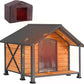 GUTINNEEN Dog House Outdoor & Indoor Insulated Dog Kennel with Liner for Winter Waterproof Dog Crate for Small & Medium & Large Dogs,Unique All-Around Iron Frame