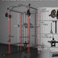 Eonfit E5 Smith Machine with Vertical Leg Press, Power Cage Squat Rack with LAT-Pull Down Cable Crossover Rotating Arms System Home Gym Equipment All in One (E5 RED)