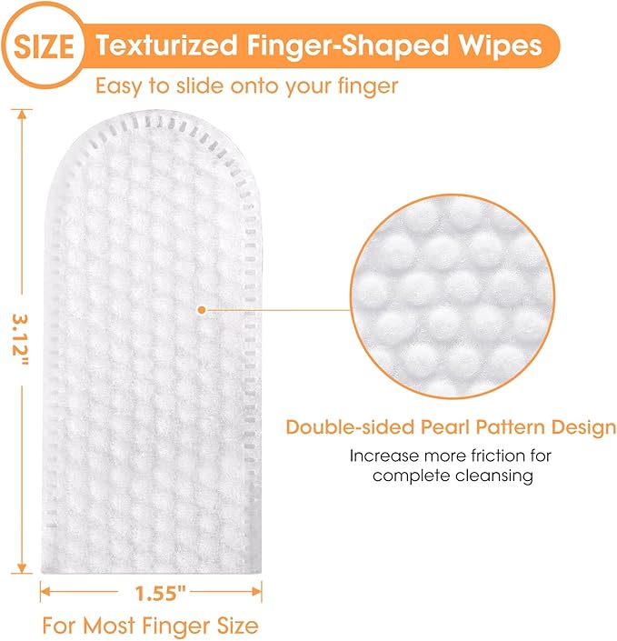 Dental Care Finger Wipes for Dogs & Cats, Reduces Plaque & Tartar Freshens Breath, Pre-Soaked Pet Teeth Wipes, Easy to Use Disposable Oral Cleaning Pads, Peanut Flavor