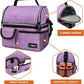 opux Lunch Bag Women Insulated, Adult Lunch Box Cooler, Lunch Box for Men, Dual Compartment Lunchbox for Work, Leakproof Double Decker Lunch Bag, Soft Lunch Pail Tote Girls Boys Kids School, Purple