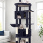 Globlazer Large Cat Tree Tower, Tall Cat Tree Condos for Indoor Cats Large Adult Cat Climbing Tower with 2 Spacious Caves, Oversized Top Perch, Big Hanging Basket, Cat Teaser Wand, F74B, Dark Grey