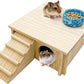Wooden Hamster Hideout Gerbil House with Climbing Ladder and Window Habitats Decor Detachable Syrian Hamster Cage Accessories for Rat Gerbils and Other Small Pets